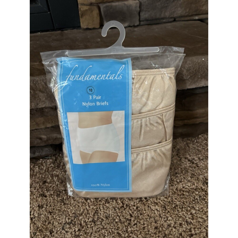 Sears Vintage Fundamentals Nylon Briefs 3 Pack Beige Nude Size 10 Underwear New
